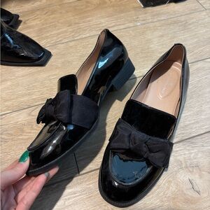 Black Loafers with Bow